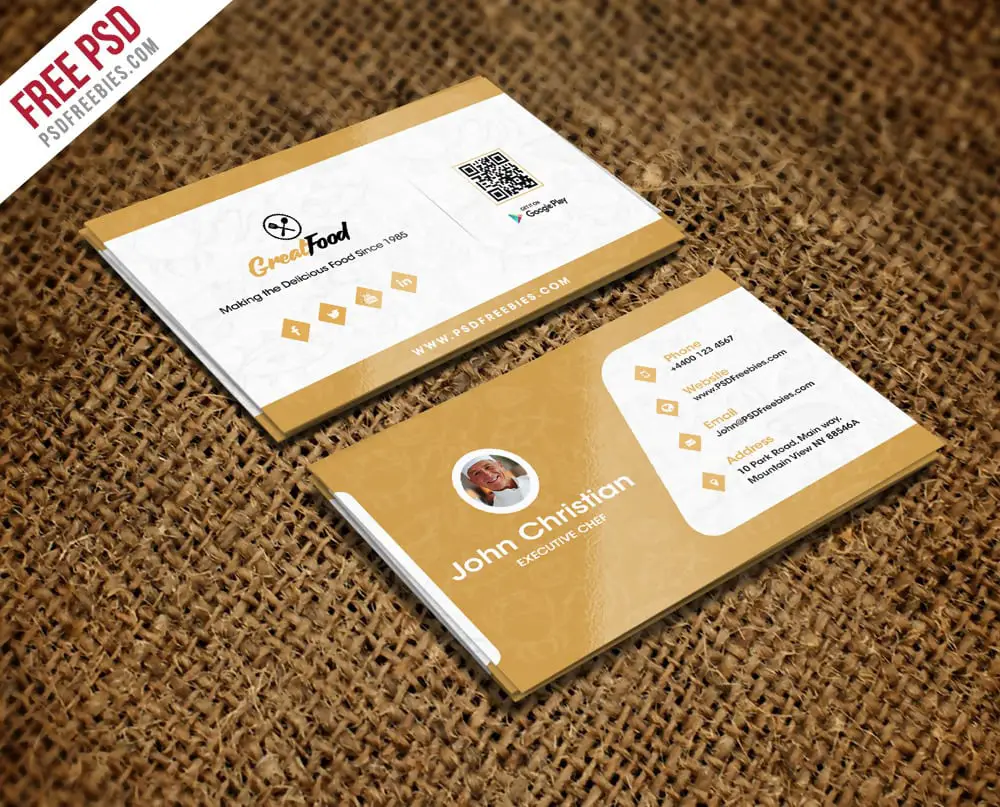 Restaurant Chef Business Card Mockup PSD
