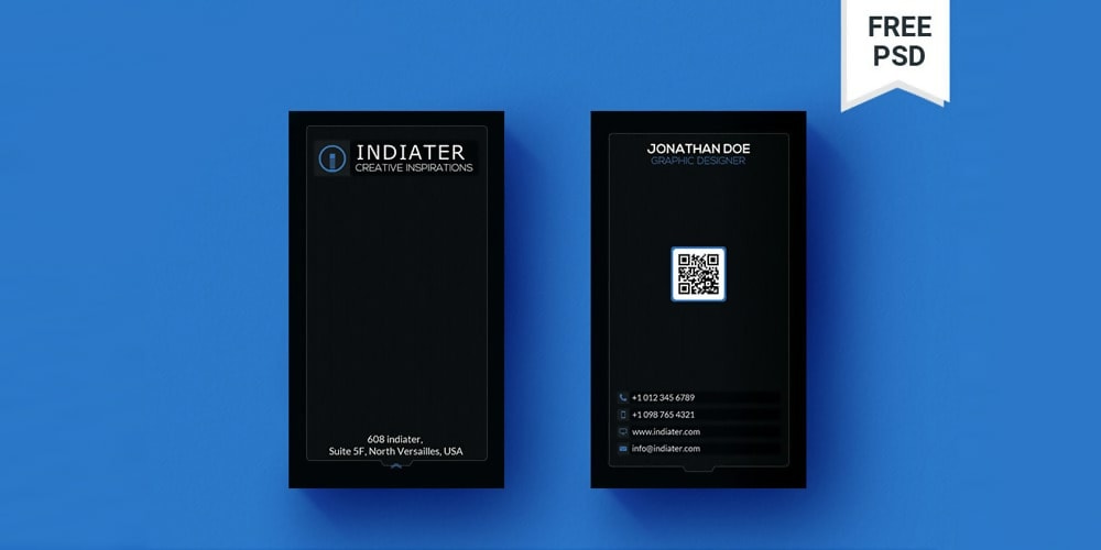 Black Vertical Minimal Business Card PSD