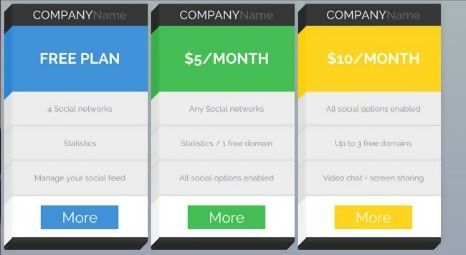 3D Pricing Tables Layout with CSS3