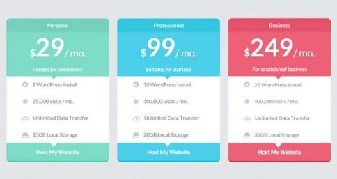 Cool HTML5/CSS3 Flat Pricing Table Template