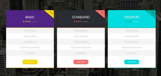 Free Modern Pricing Tables