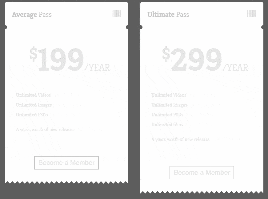 Tickets & Passes Flip Pricing Table Template