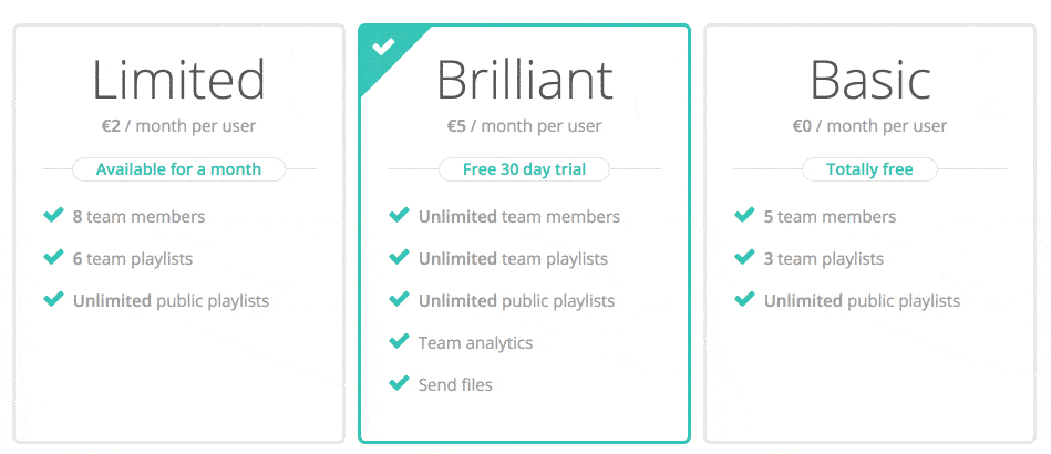 Free Become Brilliant Pricing Table Template