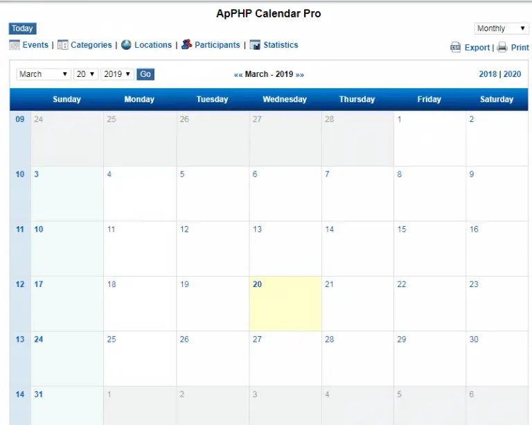 40+ PHP Calendar With Events