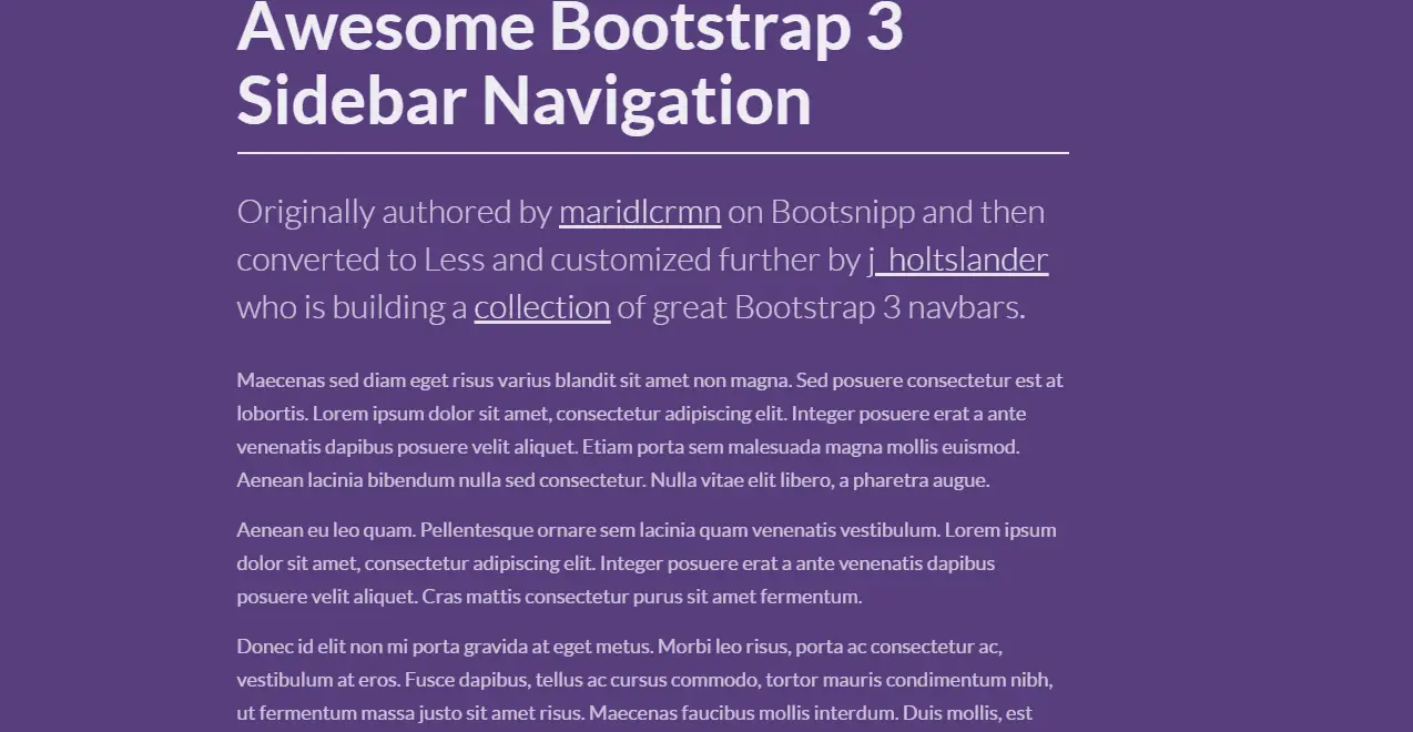 Awesome Bootstrap 3 Sidebar Navigation